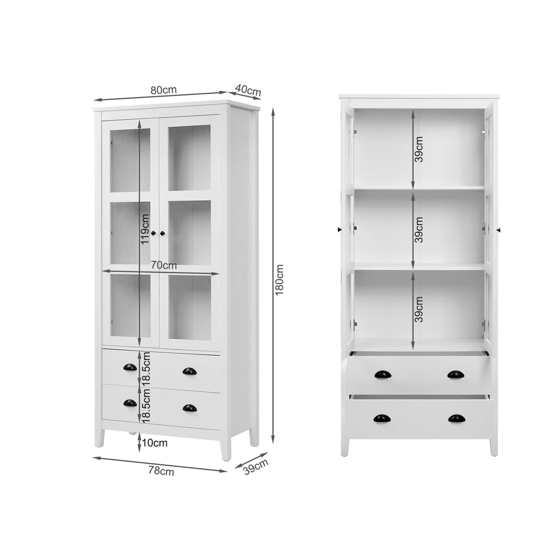 Congo Display Cabinet with 2 Drawer - White