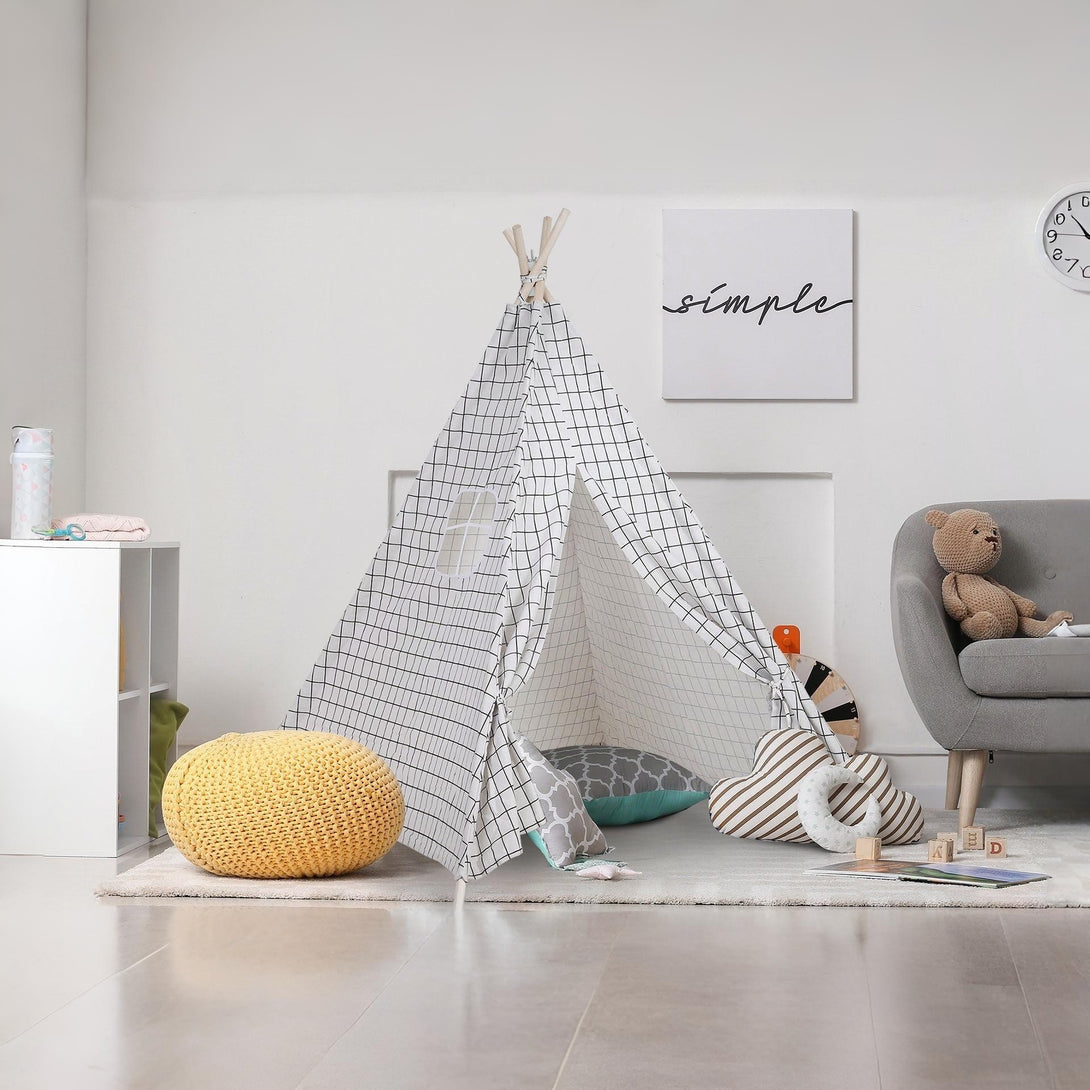 Leni Kids Teepee Kid Play Tent - Grids Pattern