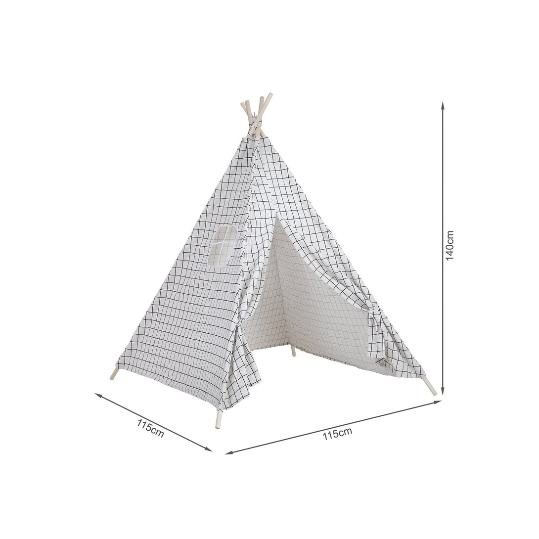 Leni Kids Teepee Kid Play Tent - Grids Pattern