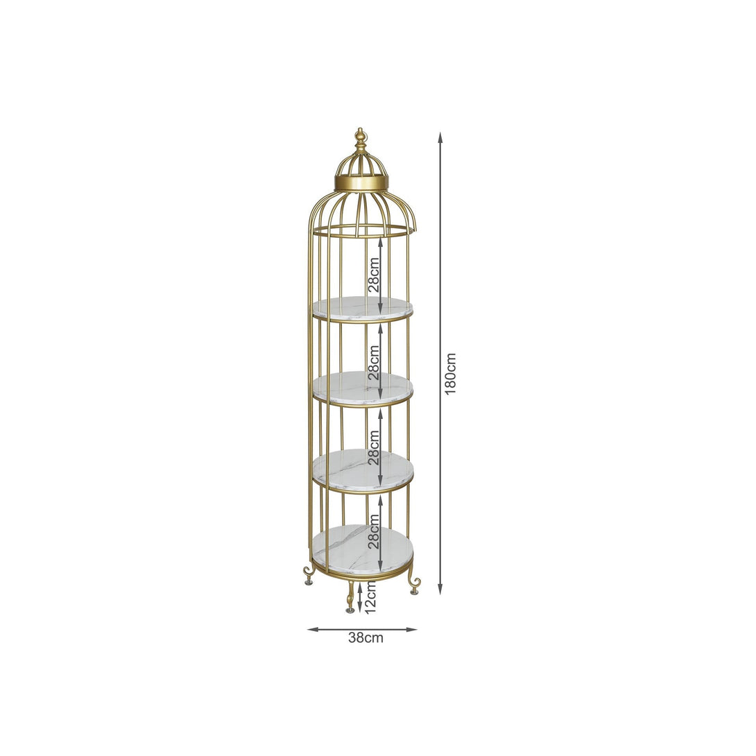 Alesa Birdcage 4 Tier Storage Shelf - Golden