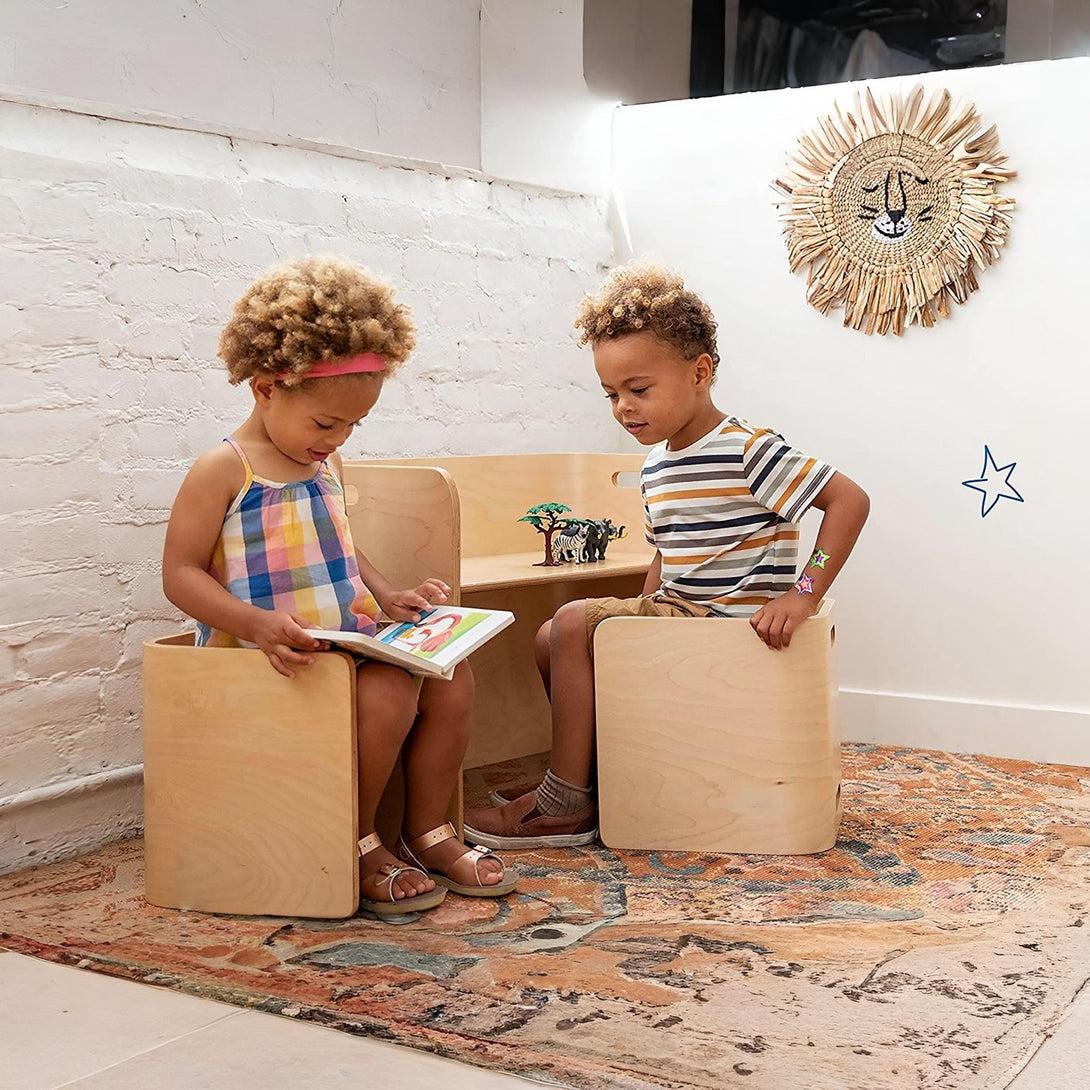 Esto Kids Table and Chair Set - Set of 3 - Natural