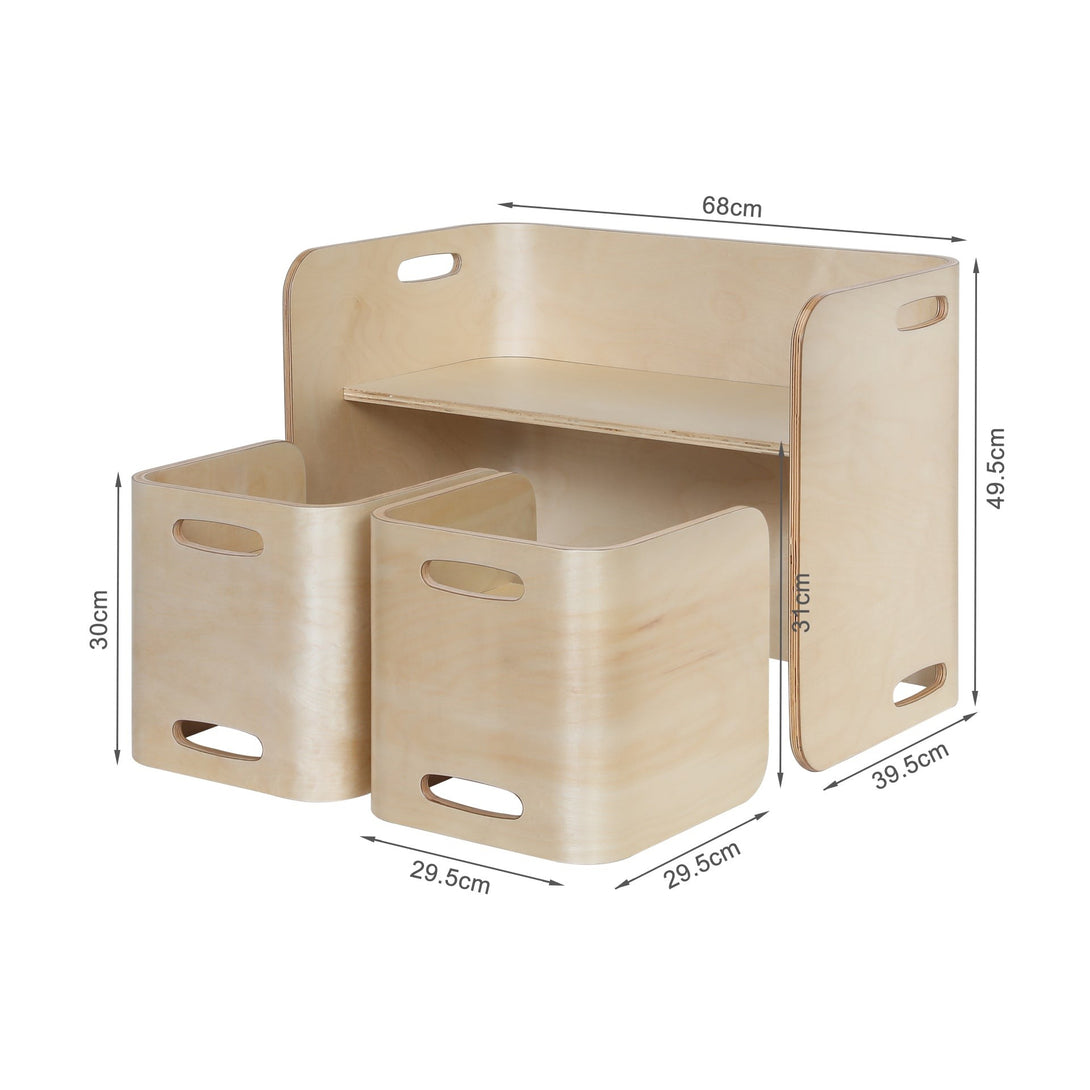 Esto Kids Table and Chair Set - Set of 3 - Natural