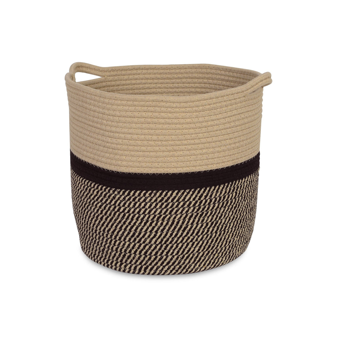 Cotton Rope Basket - Beige + Black
