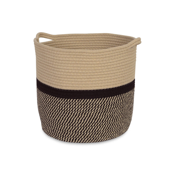 Cotton Rope Basket - Beige + Black