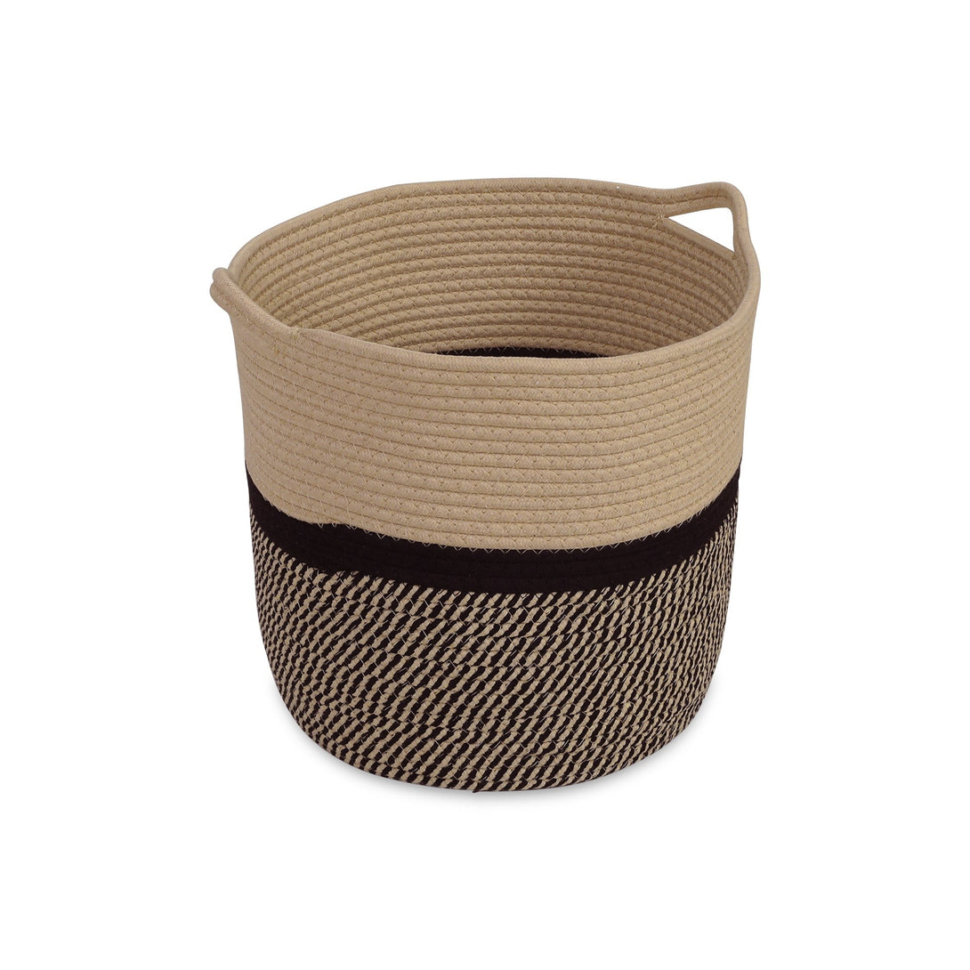 Cotton Rope Basket - Beige + Black