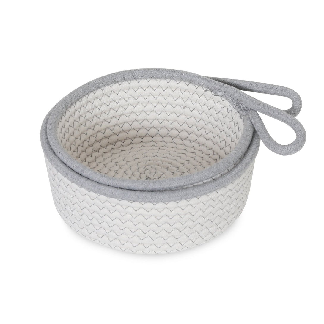 Cotton Rope Basket - Set of 2 - White + Grey