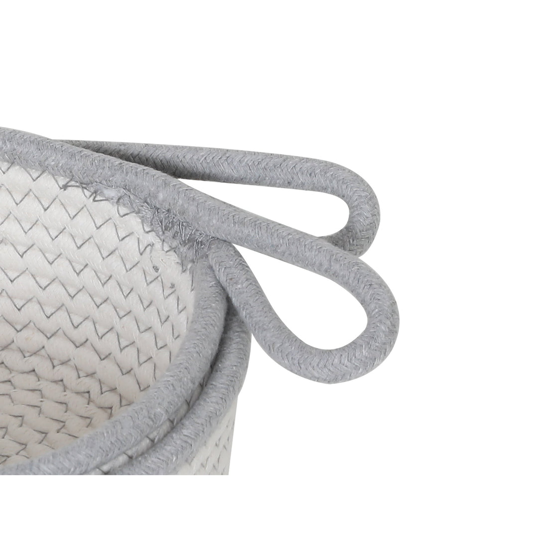Cotton Rope Basket - Set of 2 - White + Grey