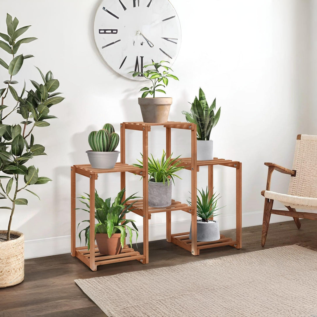 Saria Solid Wood Plant Stand - Brown