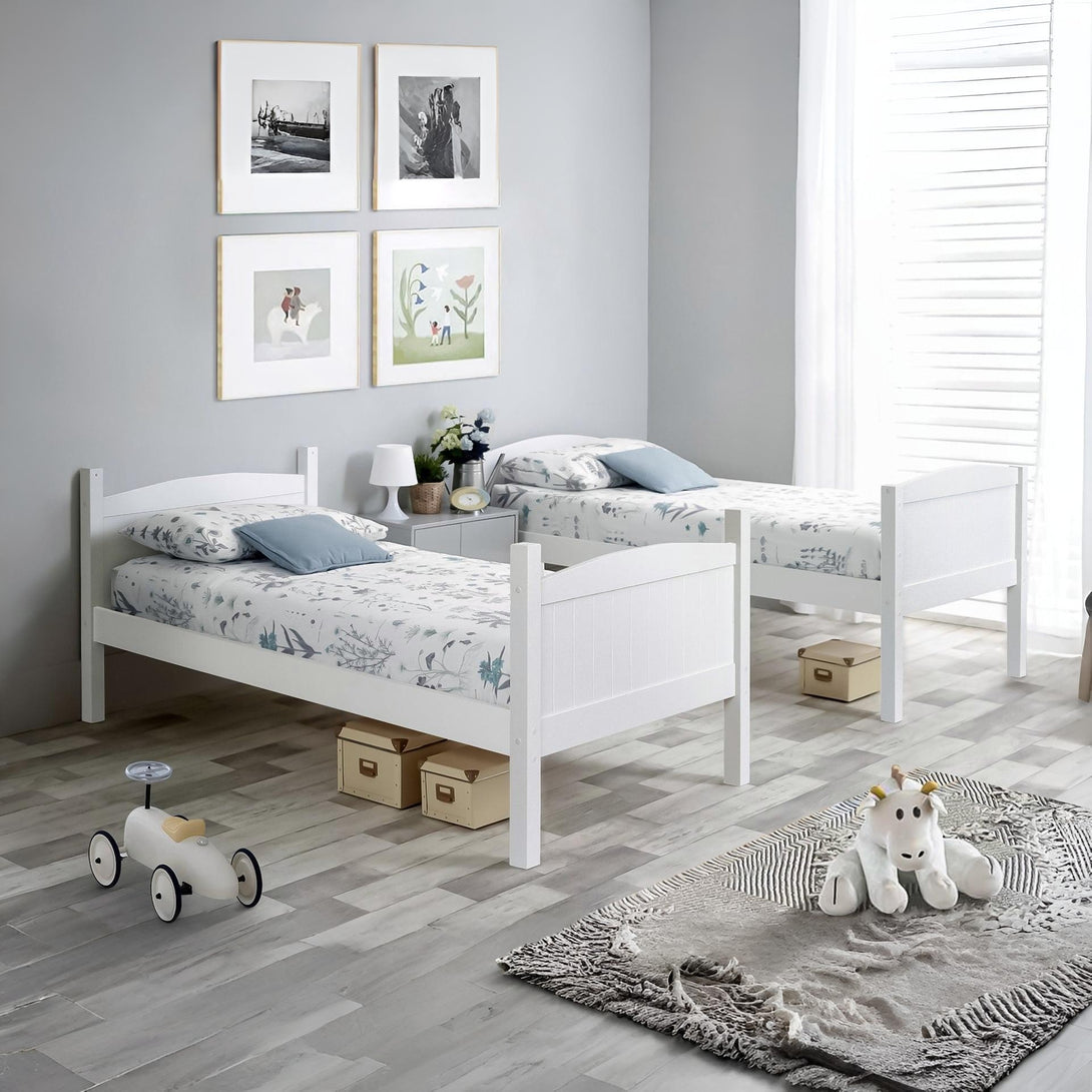 Annan Single Wooden Bunk Bed Frame - White