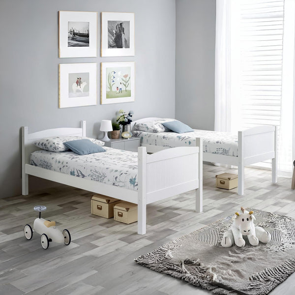 Annan Single Wooden Bunk Bed Frame - White