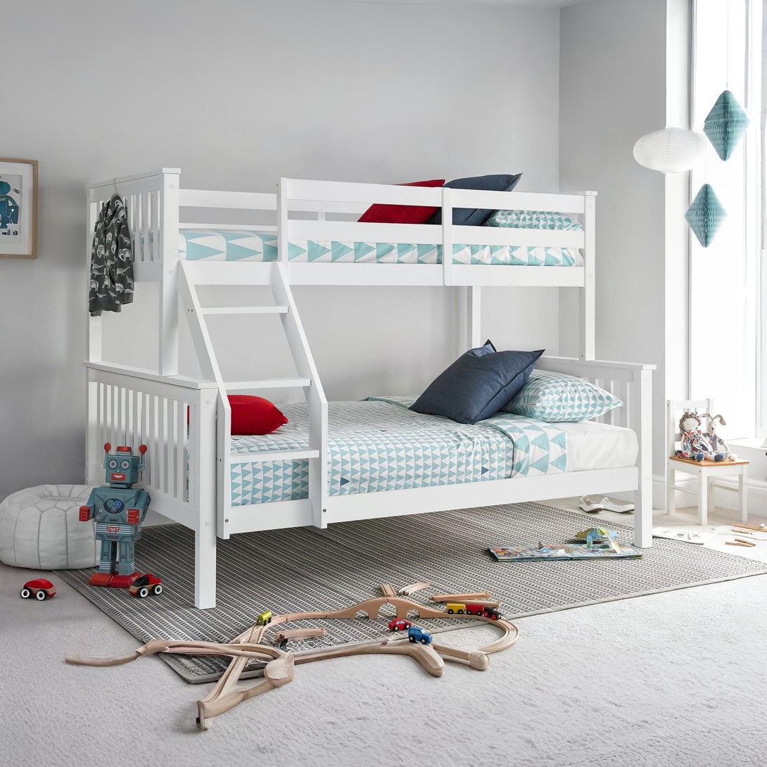 Dome Wooden Triple Bunk Bed - White