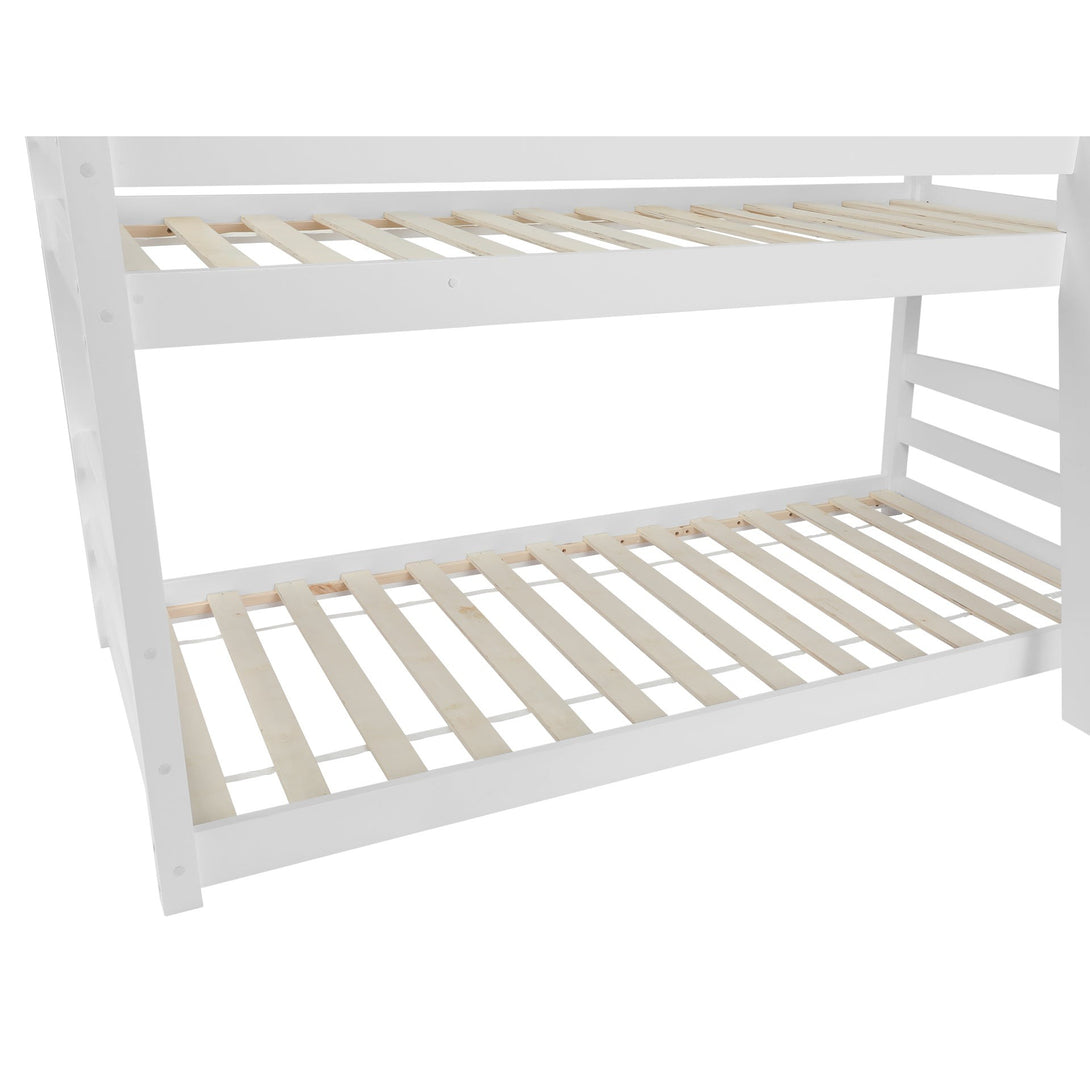 KINGA Single Wooden Bunk Bed Frame - WHITE (p1=0.109m3 - 24.5kg)(p2=0.066m3 - 19.1kg)(T=0.175m3 - 43.6kg)