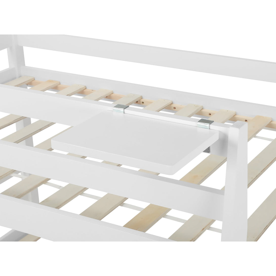 KINGA Single Wooden Bunk Bed Frame - WHITE (p1=0.109m3 - 24.5kg)(p2=0.066m3 - 19.1kg)(T=0.175m3 - 43.6kg)