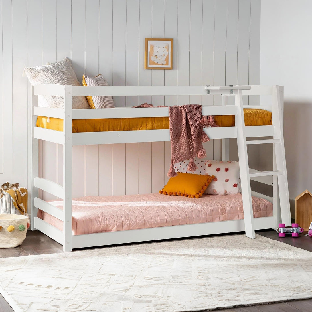 KINGA Single Wooden Bunk Bed Frame - WHITE (p1=0.109m3 - 24.5kg)(p2=0.066m3 - 19.1kg)(T=0.175m3 - 43.6kg)