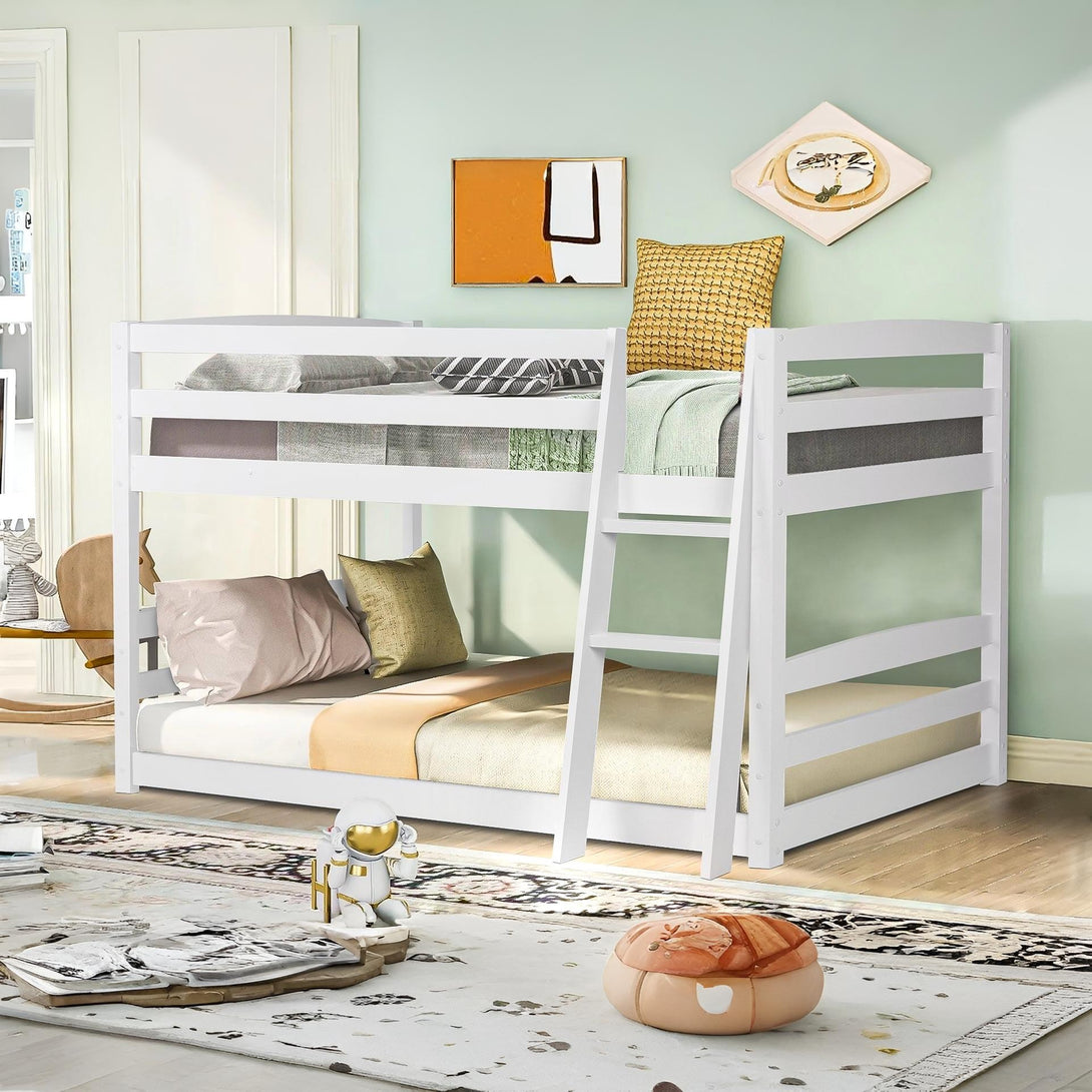 KINGA Single Wooden Bunk Bed Frame - WHITE (p1=0.109m3 - 24.5kg)(p2=0.066m3 - 19.1kg)(T=0.175m3 - 43.6kg)