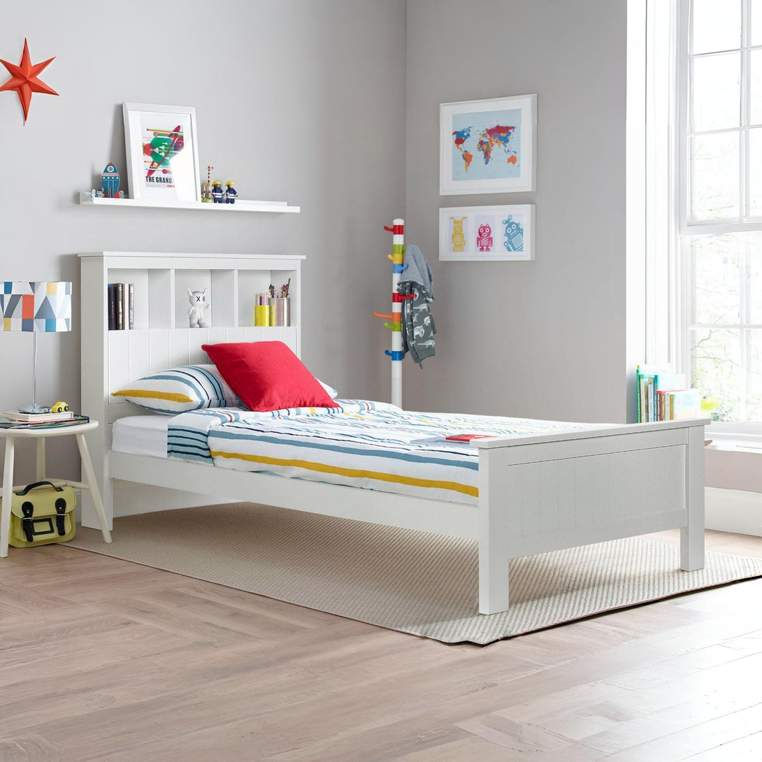Jamie Single Wooden Bed Frame - White