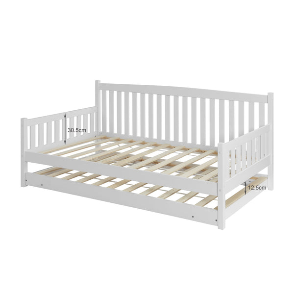 Herbert Single Wooden Trundle Bed Frame - White