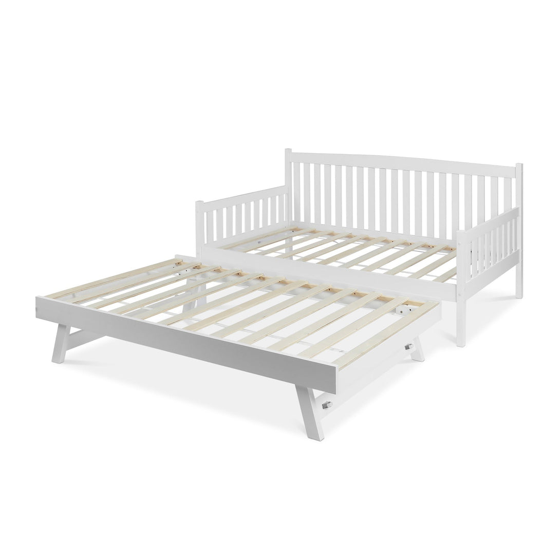 Herbert Single Wooden Trundle Bed Frame - White