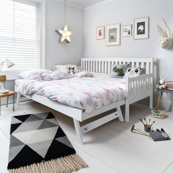 Herbert Single Wooden Trundle Bed Frame - White