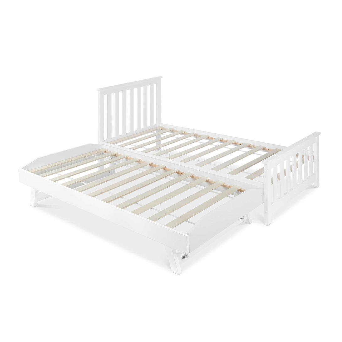 Hobson Single Wooden Trundle Bed Frame - White