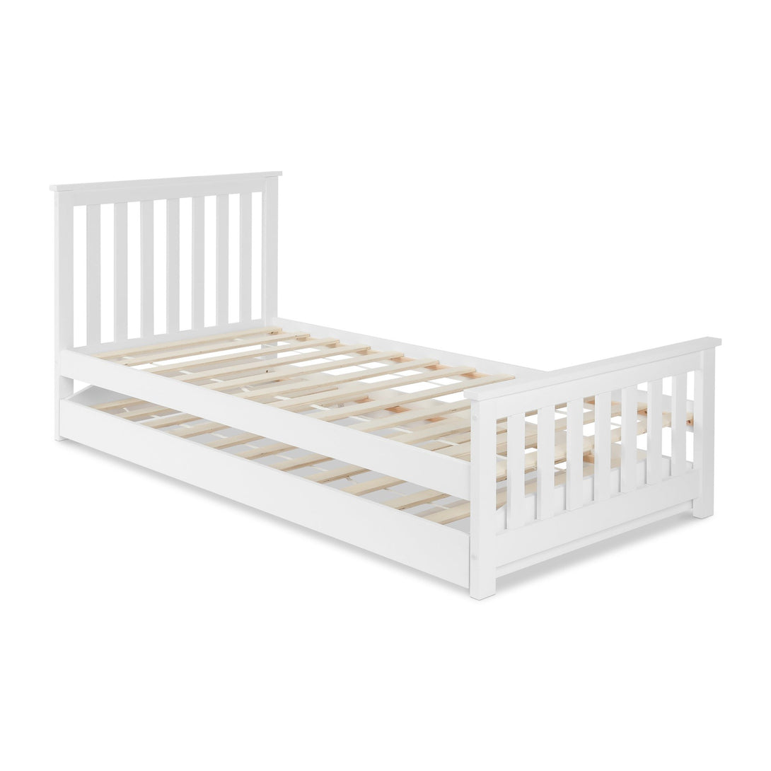 Hobson Single Wooden Trundle Bed Frame - White