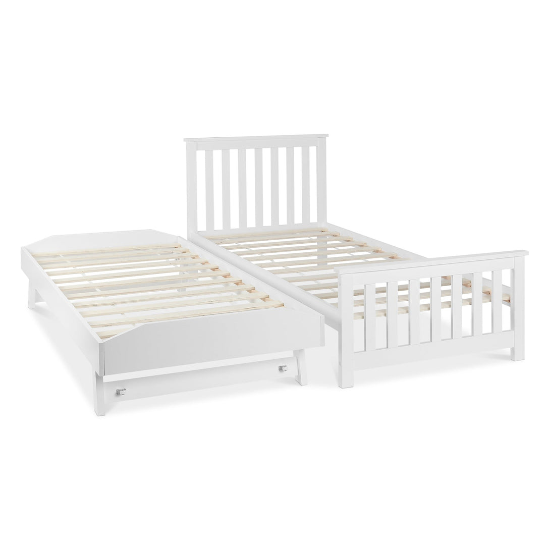 Hobson Single Wooden Trundle Bed Frame - White