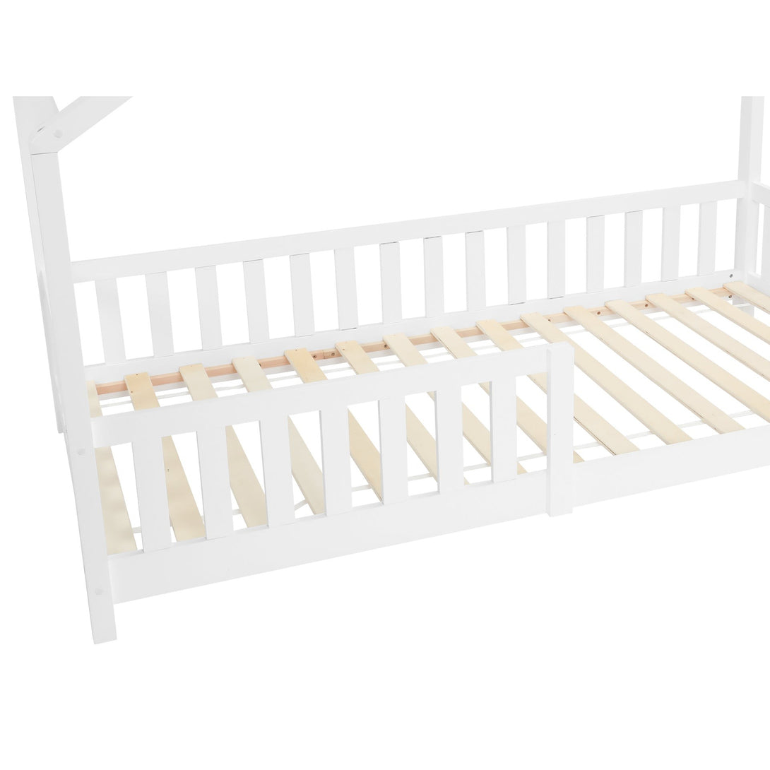 Minto Single Wooden House Bed Frame - White