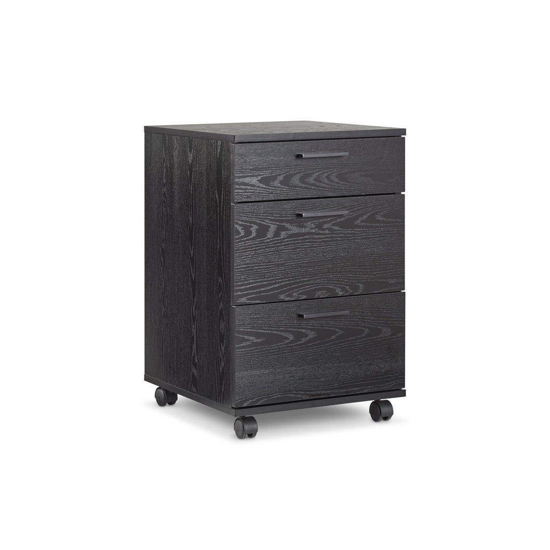 Nakia Computer Corner Desk with Filing Cabinet - Black