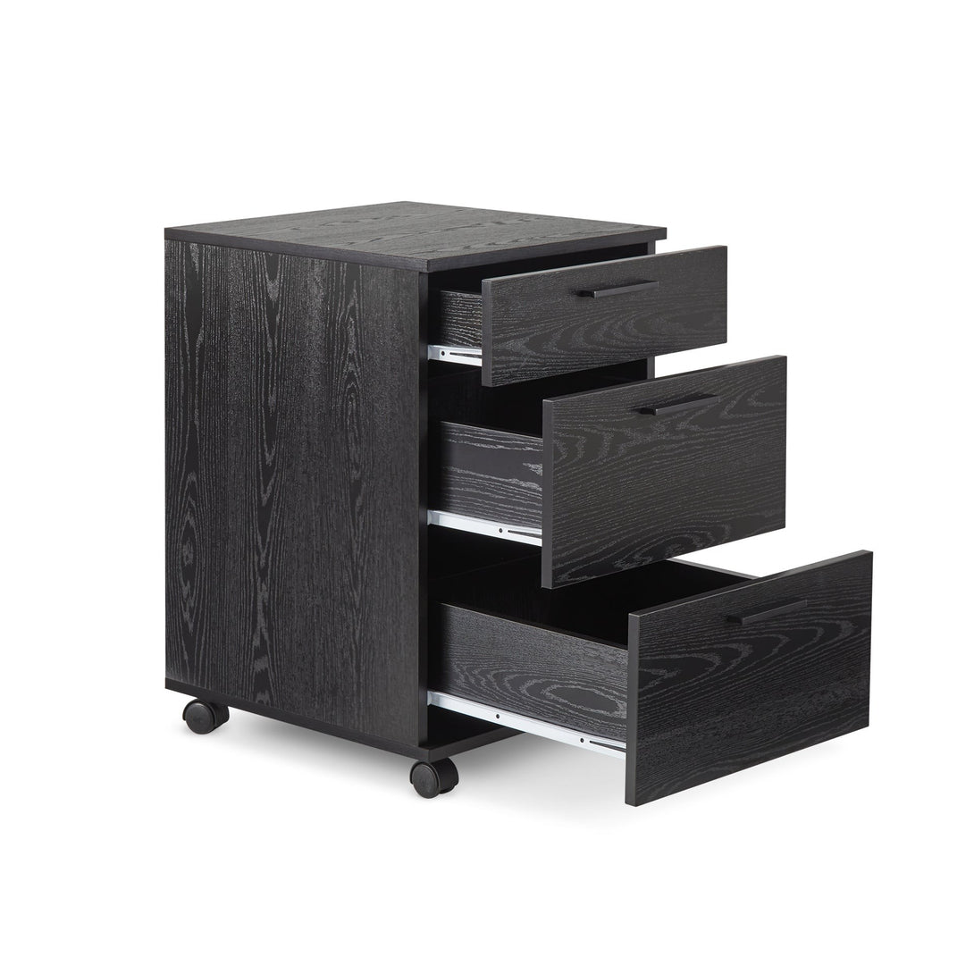 Nakia 3 Drawer Filing Cabinet - Black