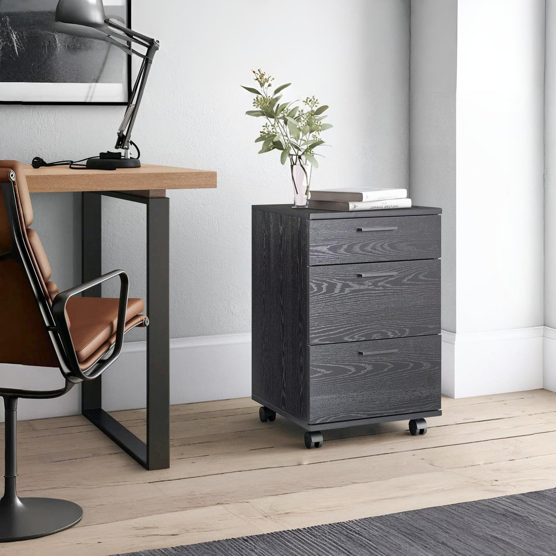 Nakia 3 Drawer Filing Cabinet - Black