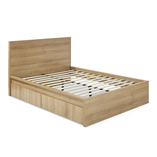 Harris Double Wooden Bed Frame with Storage - Oak