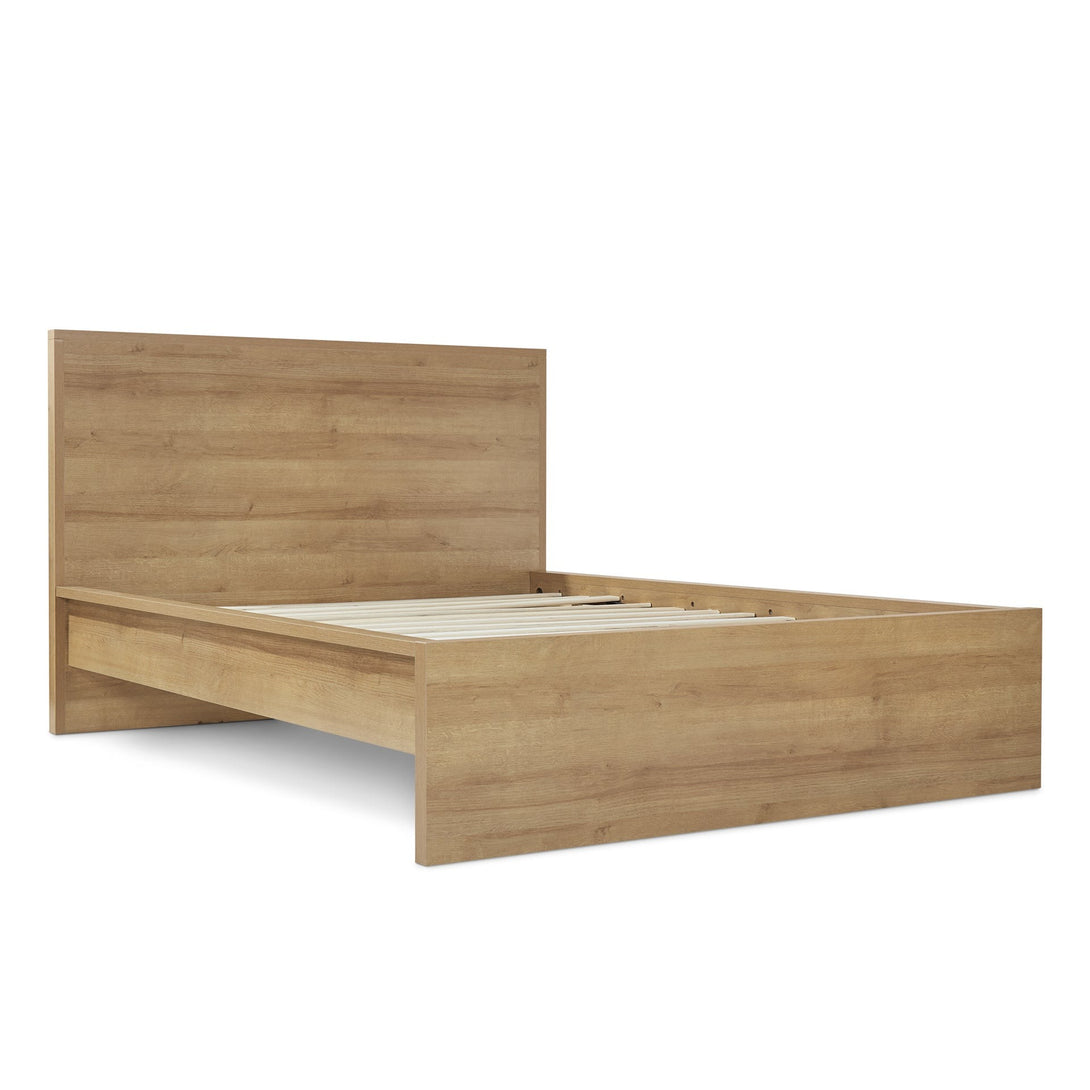 Harris Double Wooden Bed Frame with Storage - Oak