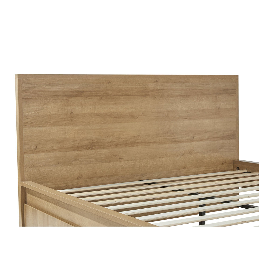 Harris King Bed Frame with Storage - Oak
