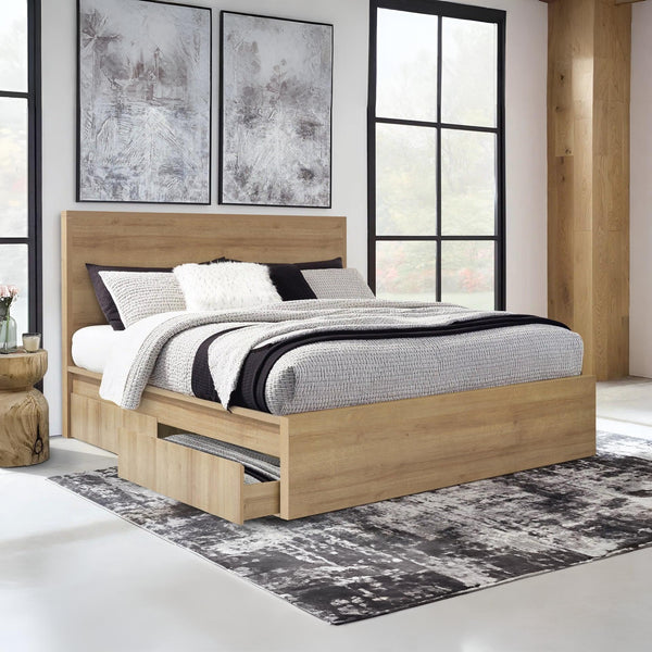 Harris Super King Bed Frame with Storage - Oak