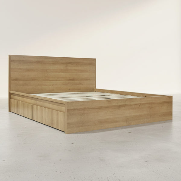 Harris Super King Bed Frame with Storage - Oak
