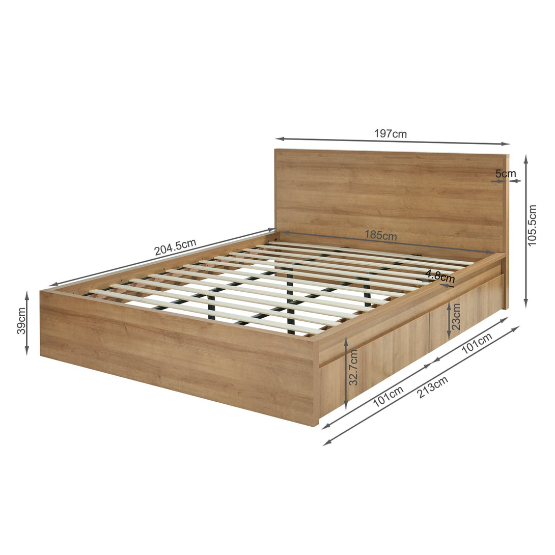 Harris Super King Bed Frame with Storage - Oak