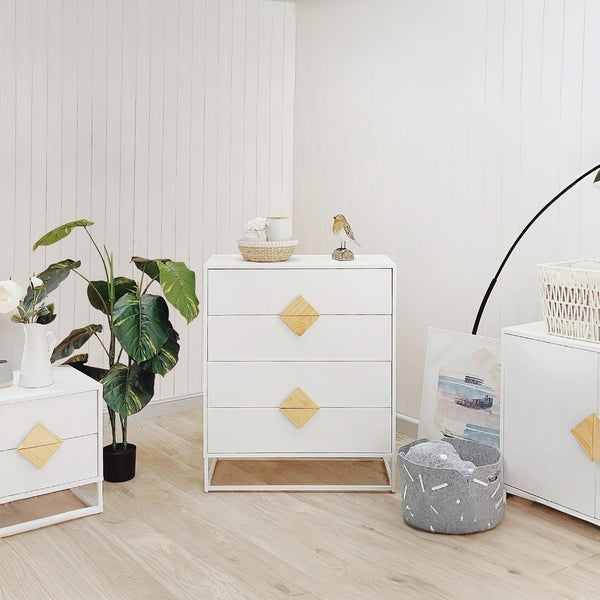 Alaska Wooden Tallboy 4 Drawers - White