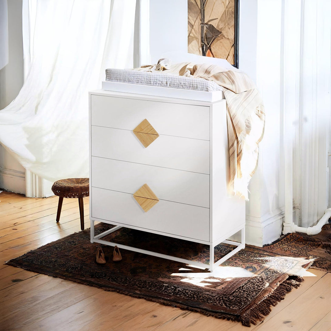 Alaska Wooden Tallboy 4 Drawers - White