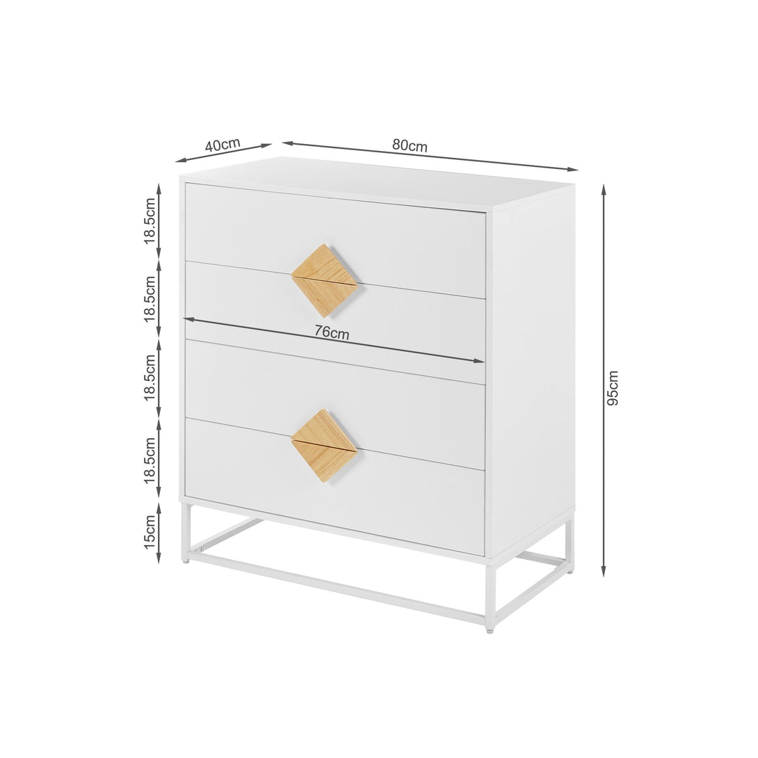 Alaska Wooden Tallboy 4 Drawers - White