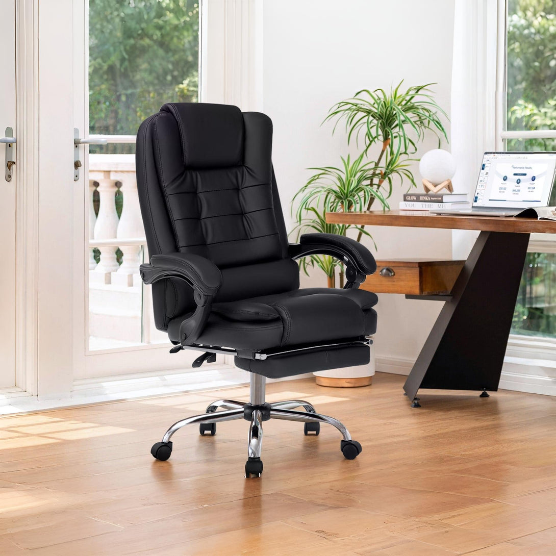 Dois Office Chair with Footrest - Black