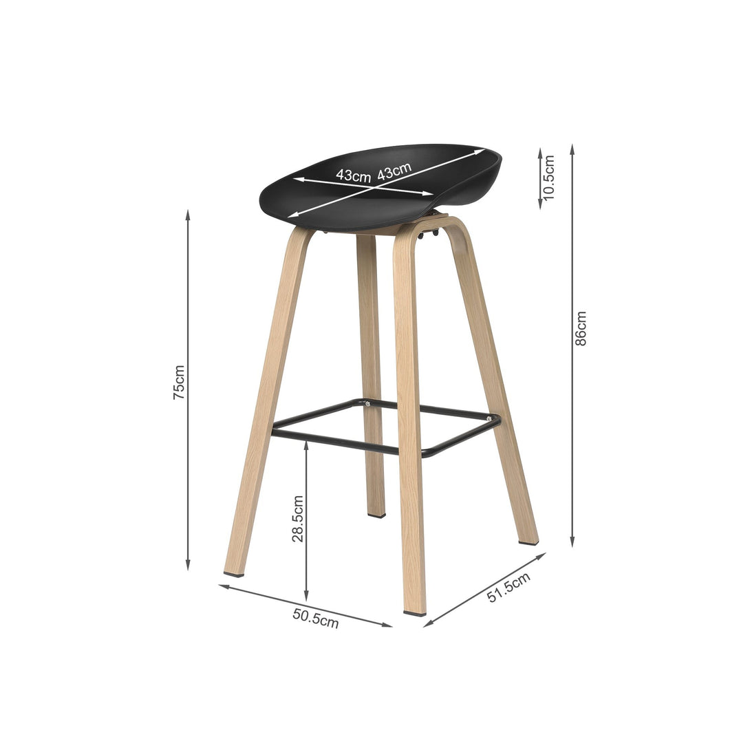 Kai Bar Stool Metal Barstool 75cm - Black