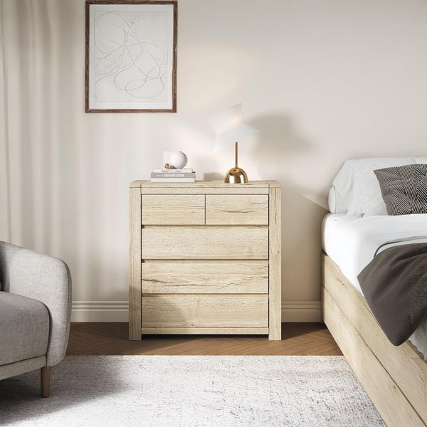 Borneo 5 Drawers Tallboy - Oak