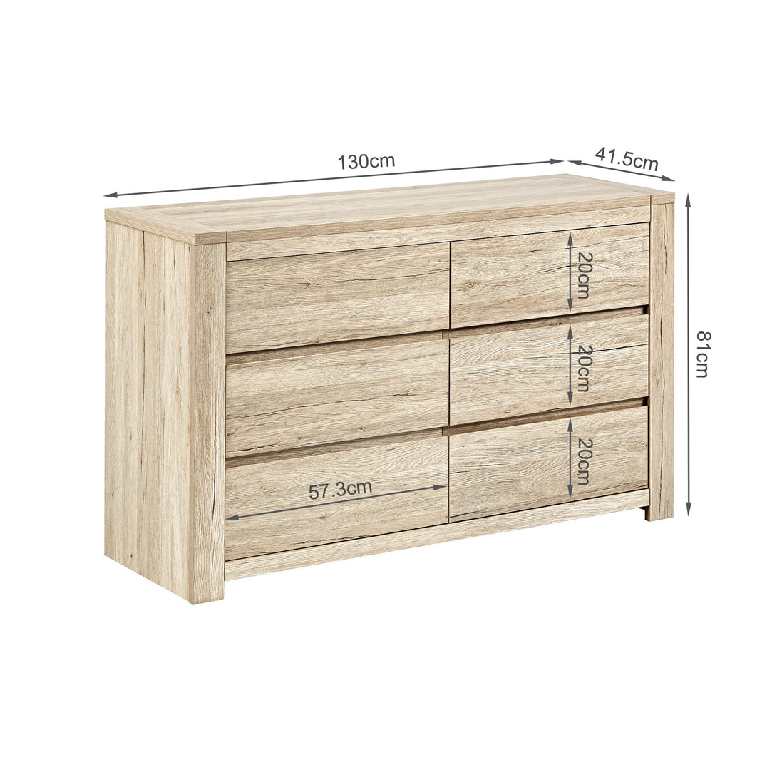 Borneo 6 Drawers Lowboy - Oak
