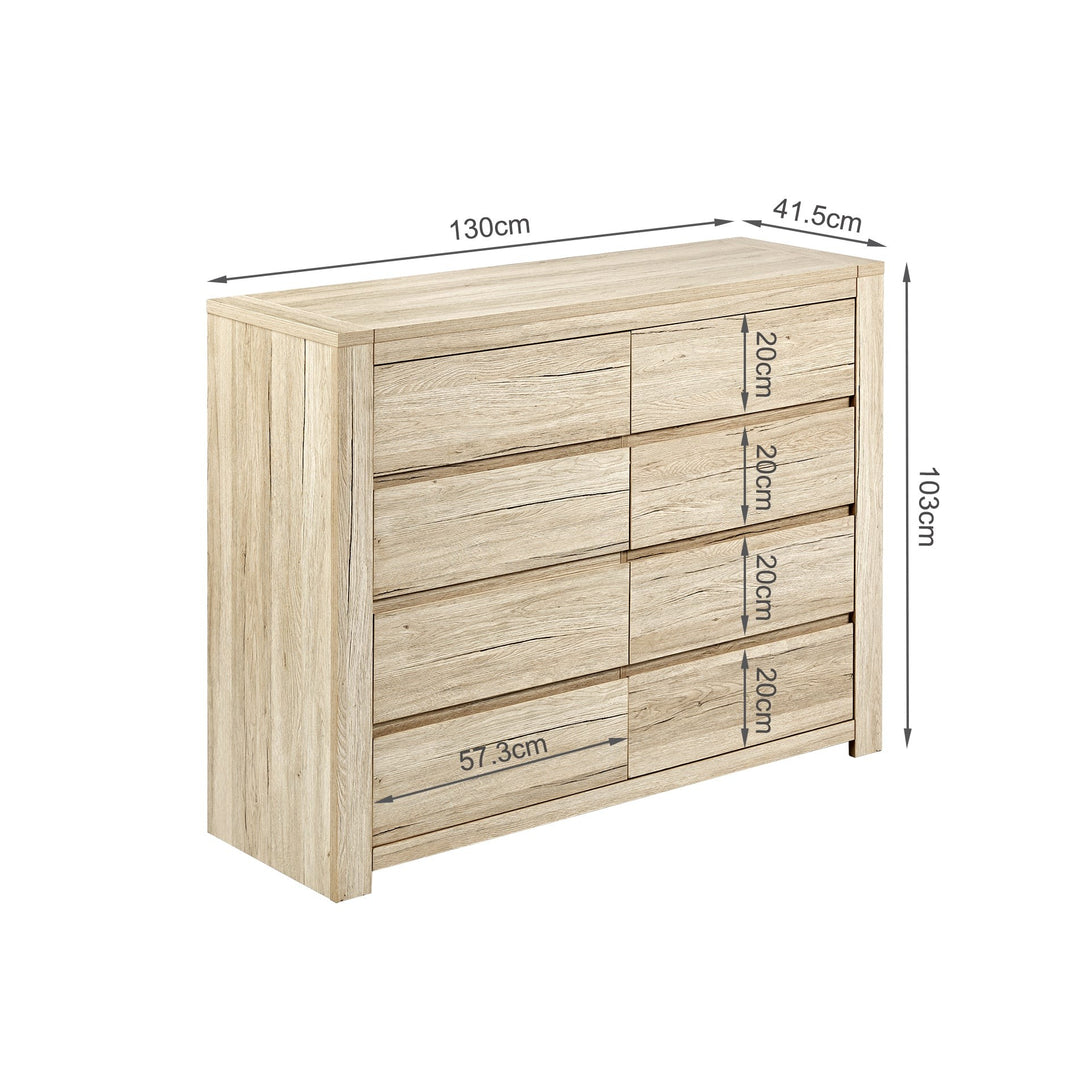 Borneo 8 Drawers Lowboy - Oak