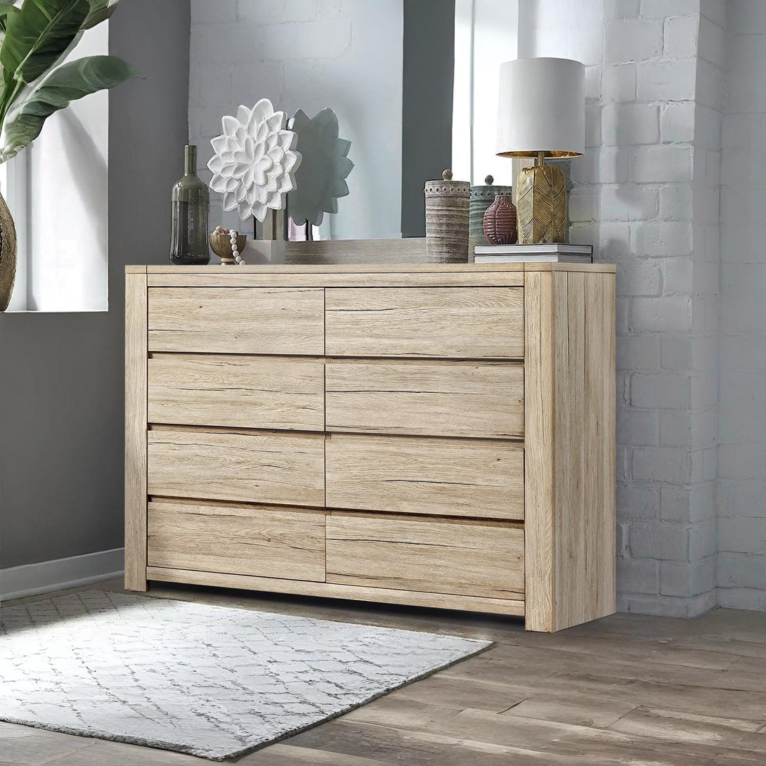 Borneo 8 Drawers Lowboy - Oak
