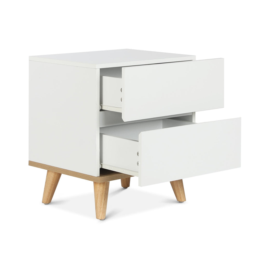Hudson Wooden Bedside Table  - White 
