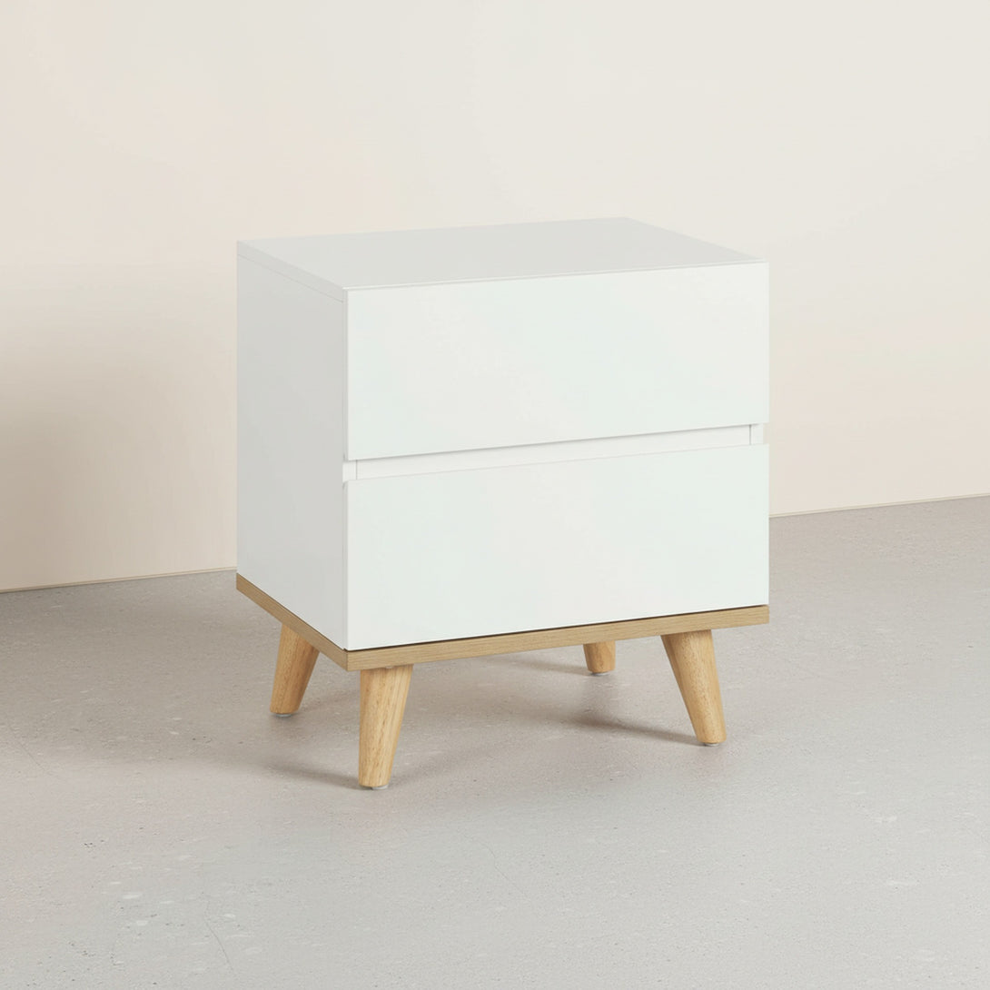 Hudson Wooden Bedside Table  - White 
