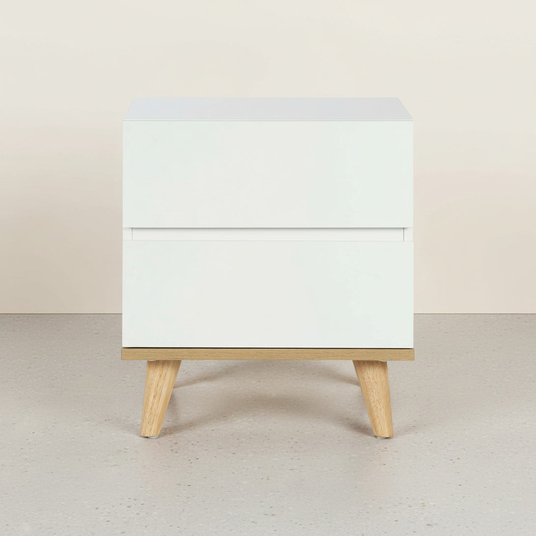 Hudson Wooden Bedside Table  - White 