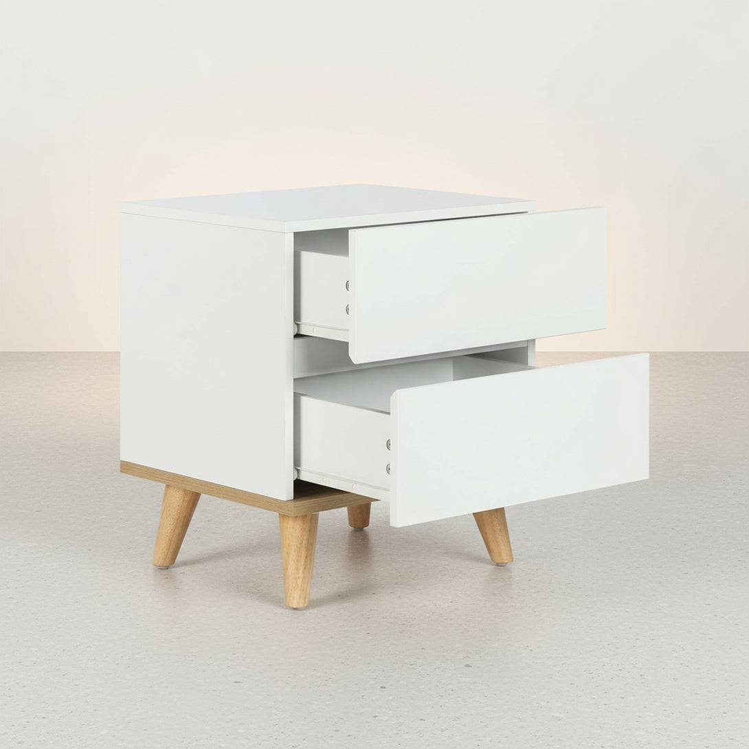 Hudson Wooden Bedside Table  - White 