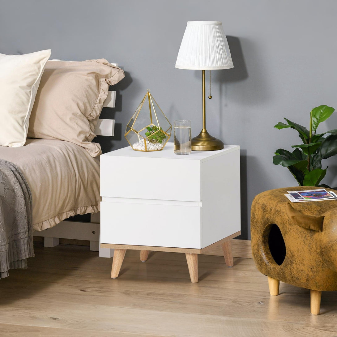 Hudson Wooden Bedside Table  - White 